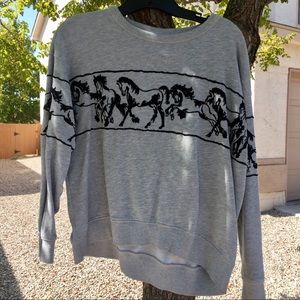 H&M Grey Sweatshirt with Velvet Galloping Horses